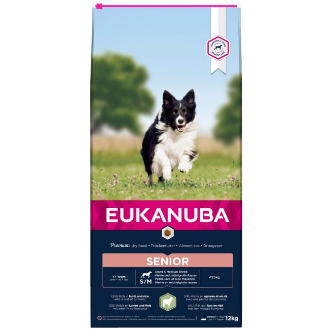 Avbildet: Eukanuba Senior Small/Medium Breed, Lamb & Rice, 12 kg