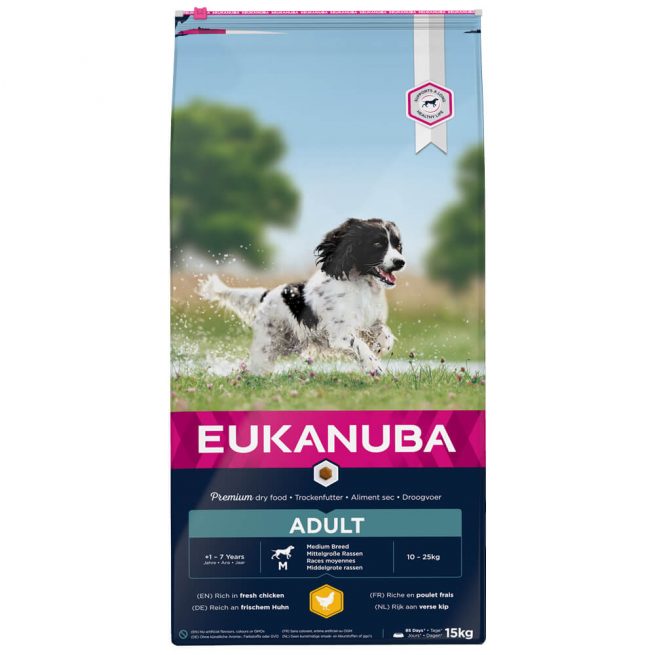 Avbildet: Eukanuba, Active Adult Medium Breed, 15 kg