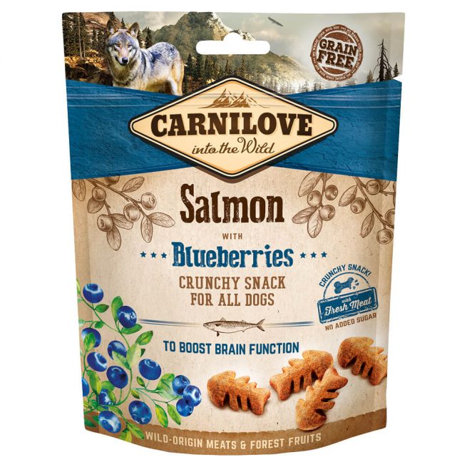 Avbildet: Carnilove Crunchy Snack - Laks med blåbær