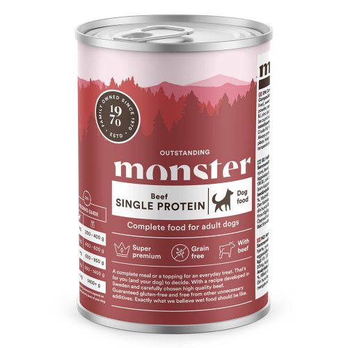Avbildet: Monster - Våtfôr til hund - Single Protein Storfekjøtt