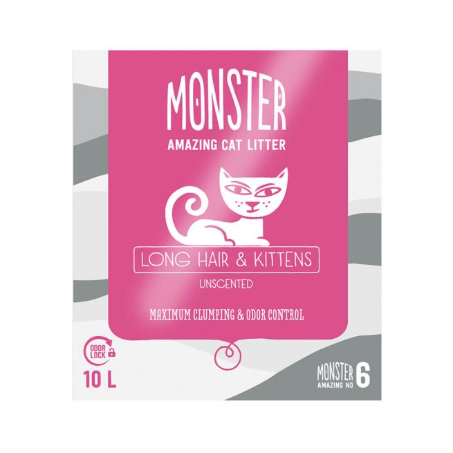 Avbildet: Monster Kattesand 10L - Long Hair & Kittens Unscented