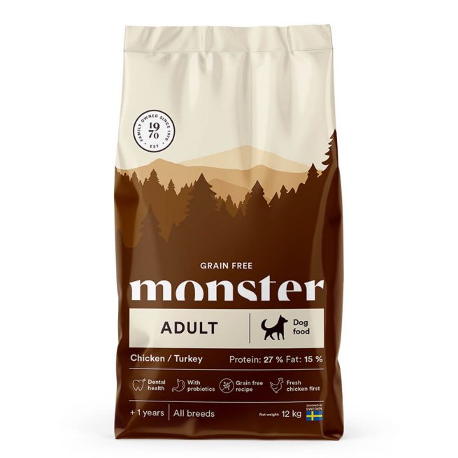 Avbildet: Monster Dog Grain Free Adult, 12 kg