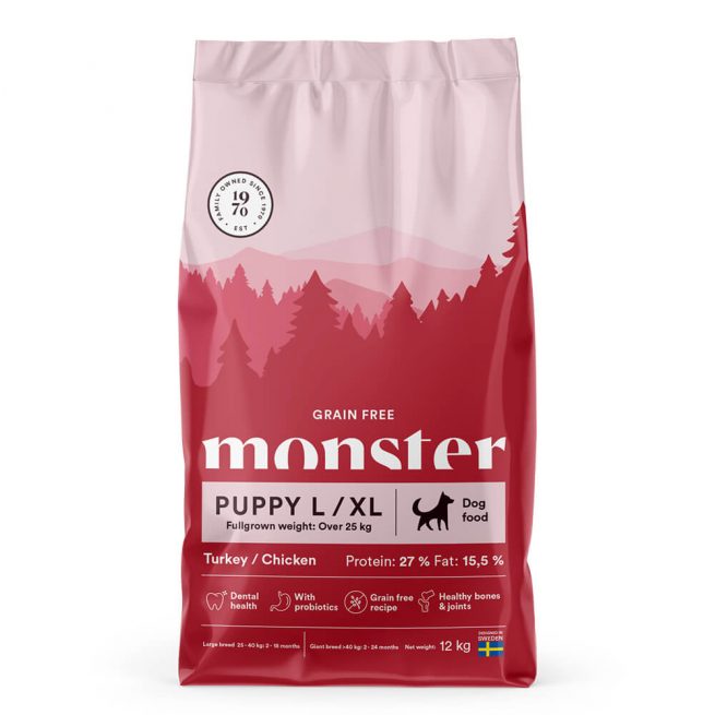 Avbildet: Monster Dog Grain Free Puppy L/XL, 12 kg