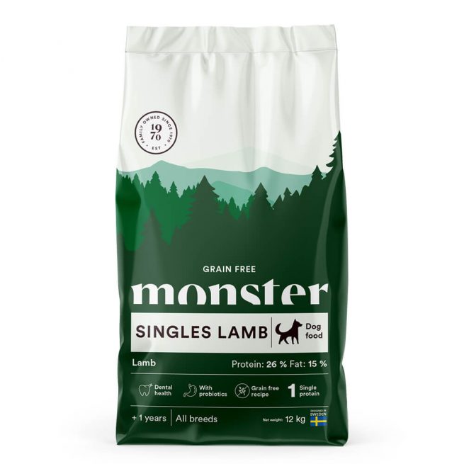 Avbildet: Monster Dog Grain Free Singles Lamb, 12 kg