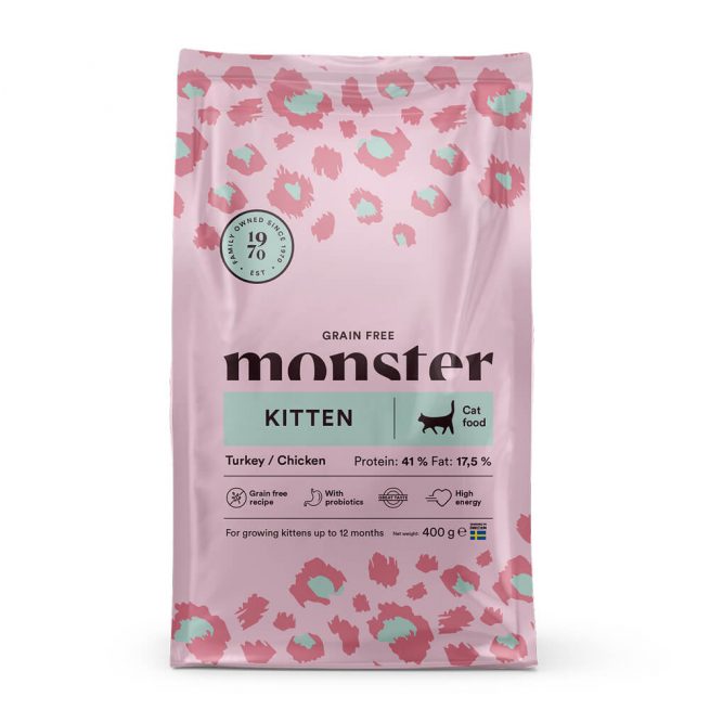 Avbildet: Monster Cat Grain Free Kitten, 400 g