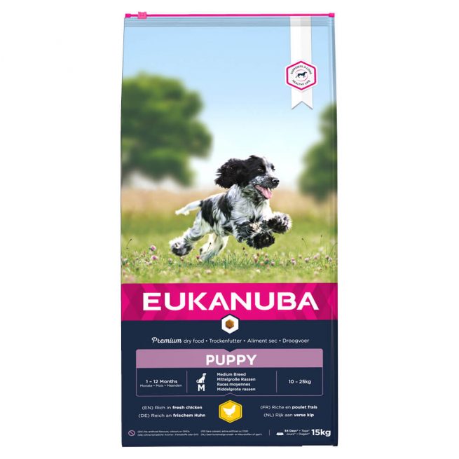 Avbildet: Eukanuba Puppy Medium Breed, 15 kg