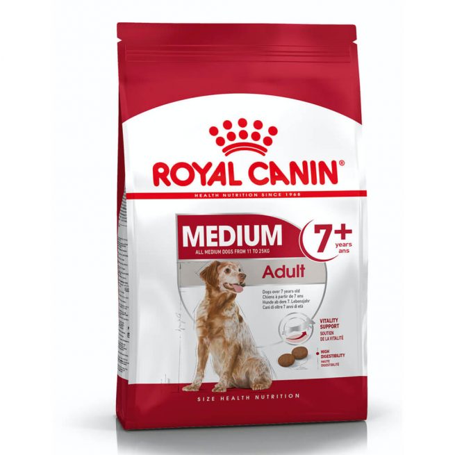 Avbildet: Royal Canin Adult Medium 7+ hundefôr
