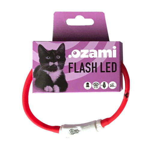 Avbildet: Ozami, Flash LED Kattehalsbånd, Rød