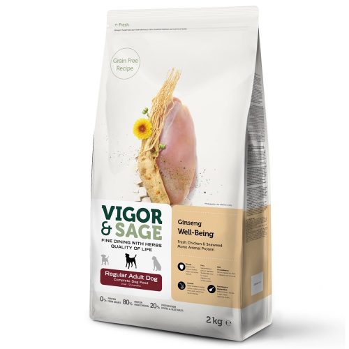 Avbildet: Vigor&Sage, Ginseng Well-Being, Regular Adult Dog, 2kg