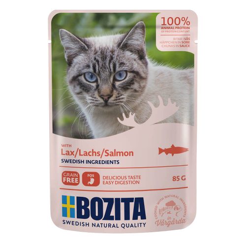 Avbildet: Bozita Salmon (Laks) - Chunks in sauce 85g