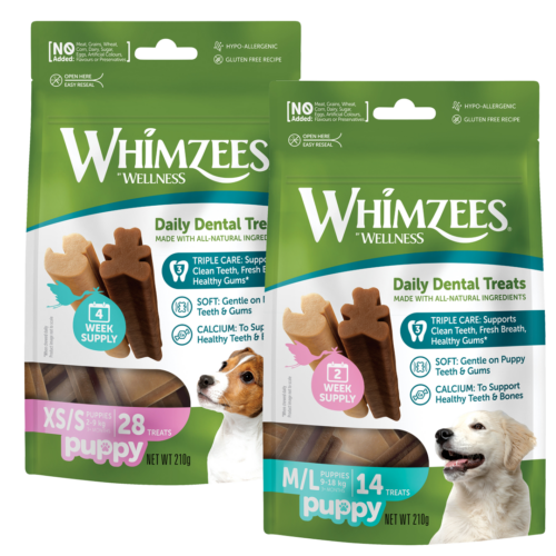 Vegetabilsk tygg som bidrar til å redusere plakk og tannstein hos hunden din. Whimzees er rik på vitaminer og antioksidanter, har et lavt fettinnhold og med fiber som bidrar til god fordøyelseshelse.