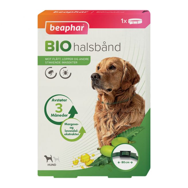 Avbildet: Beaphar Bio Halsbånd til hund 80 cm