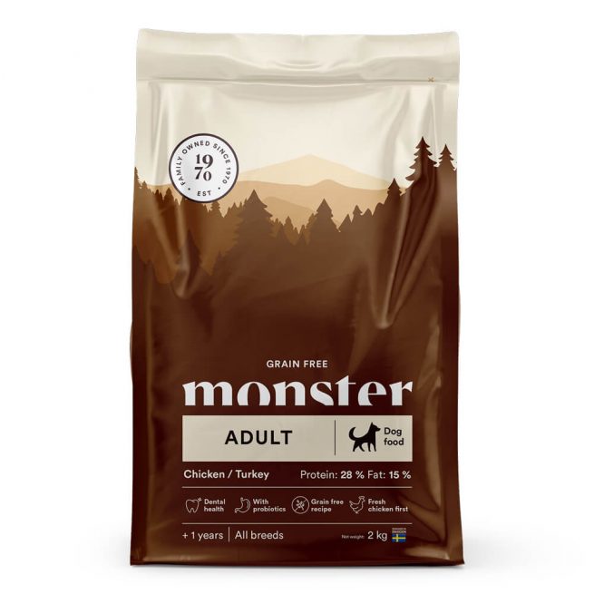 Avbildet: Monster Dog Grain Free Adult, 2 kg