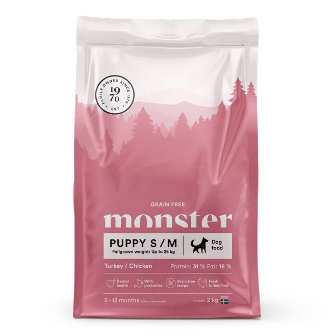 Avbildet: Monster Dog Grain Free Puppy S/M, 2 kg