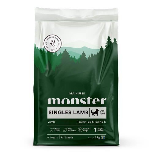 Avbildet: Monster Dog Grain Free Singles Lamb, 2 kg