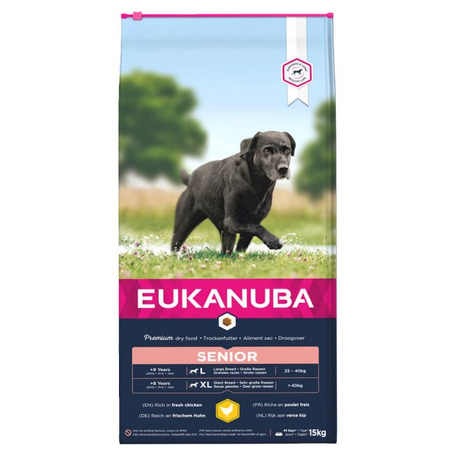 Avbildet: Eukanuba Senior Large Breed, 15 kg