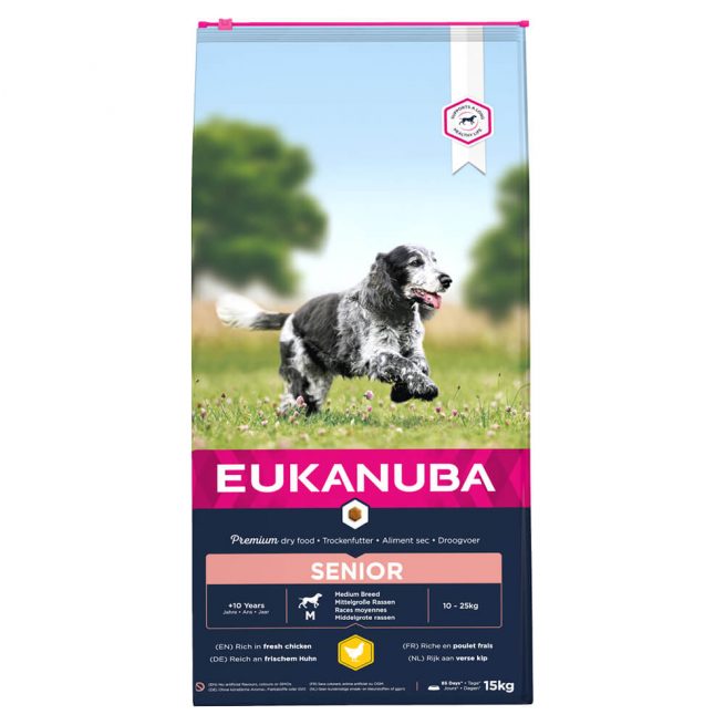 Avbildet: Eukanuba Senior Medium, 15 kg