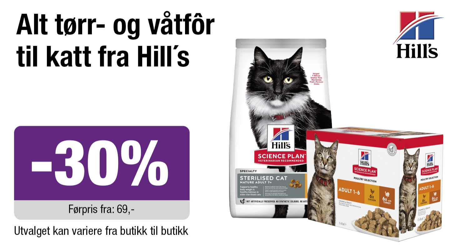 Alt tørr- og våtfôr til katt fra Hill´s